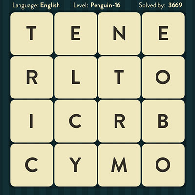  WordBrain Penguin 16 | WordBrain Cheats | Penguin Answers Level 16 