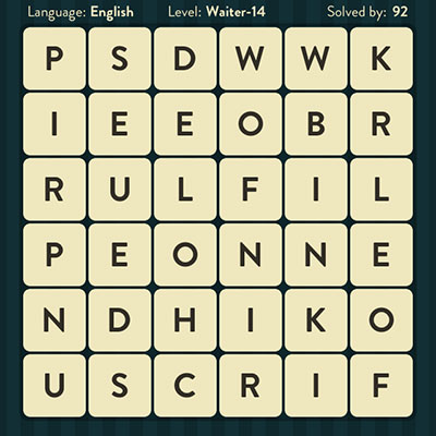  WordBrain Waiter 14 | WordBrain Cheats | Waiter Answers Level 14 