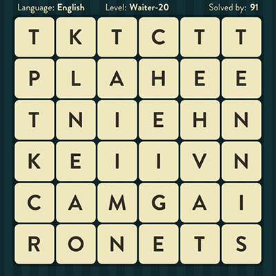  WordBrain Waiter 20 | WordBrain Cheats | Waiter Answers Level 20 